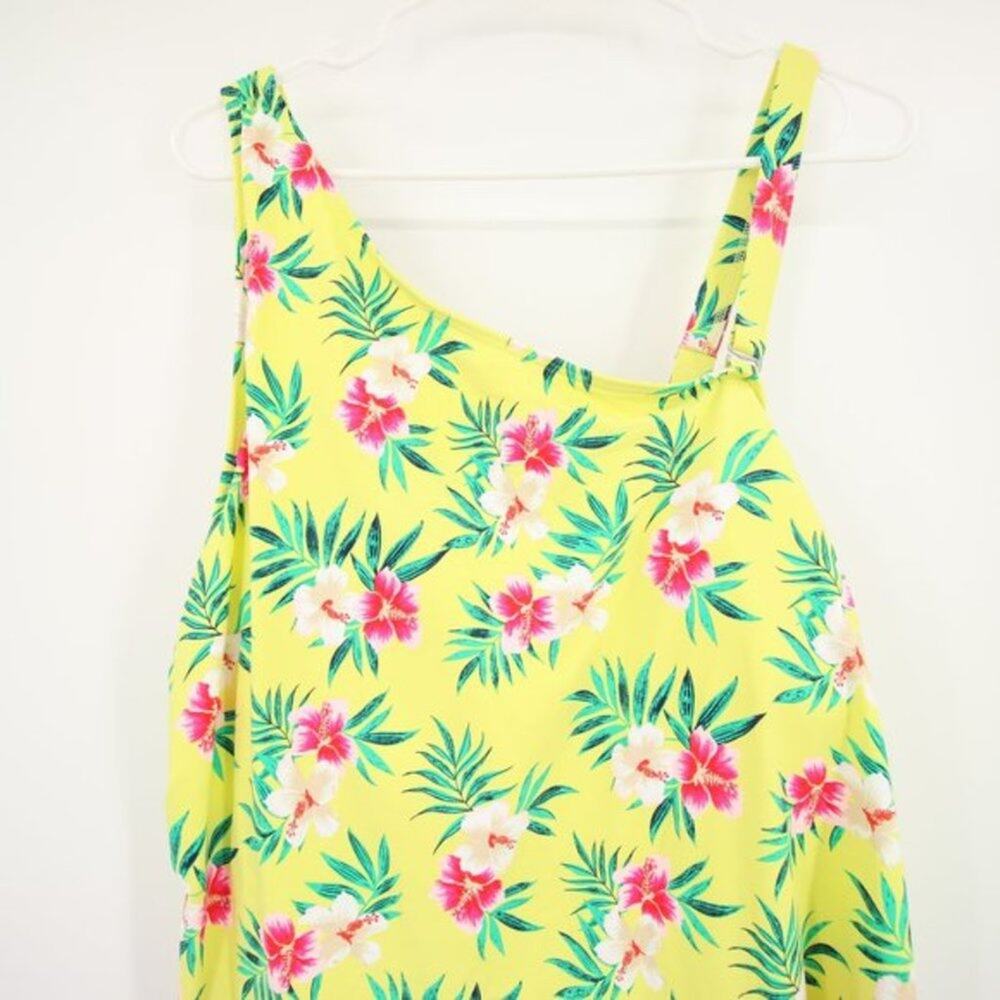 NWT Lands End Floral Yellow One Shoulder Tankini Swim Top Size 26W - Picture 2 of 11